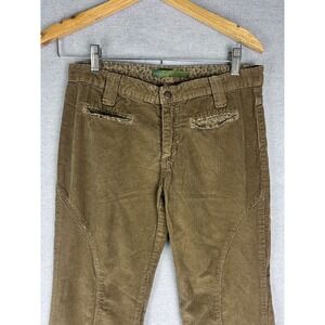 BDG Brown Corduroy Flare Pants Raw Hem Leopard Trim Y2K Style Size 28